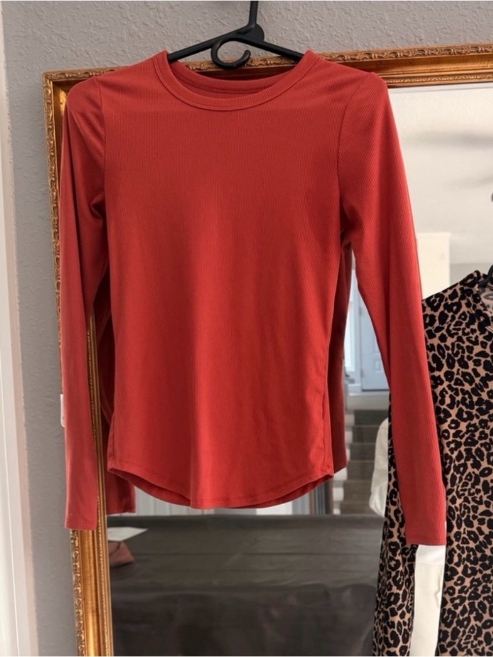 No Boundaries Ribbed Long Sleeve Top in Coral Red
